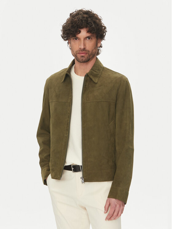 BOSS BOSS Bőrkabát H-Malbano5 50528014 Zöld Regular Fit