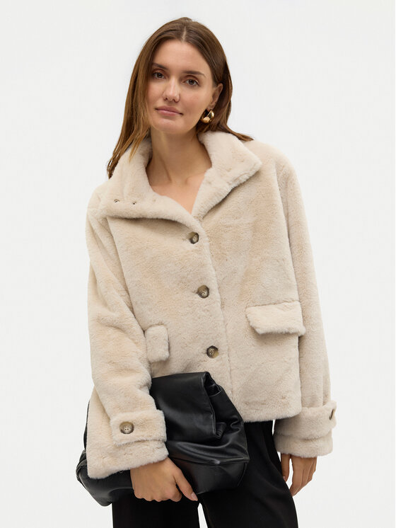 Vero Moda Vero Moda Futro Sonjaeva 10310303 Beżowy Regular Fit