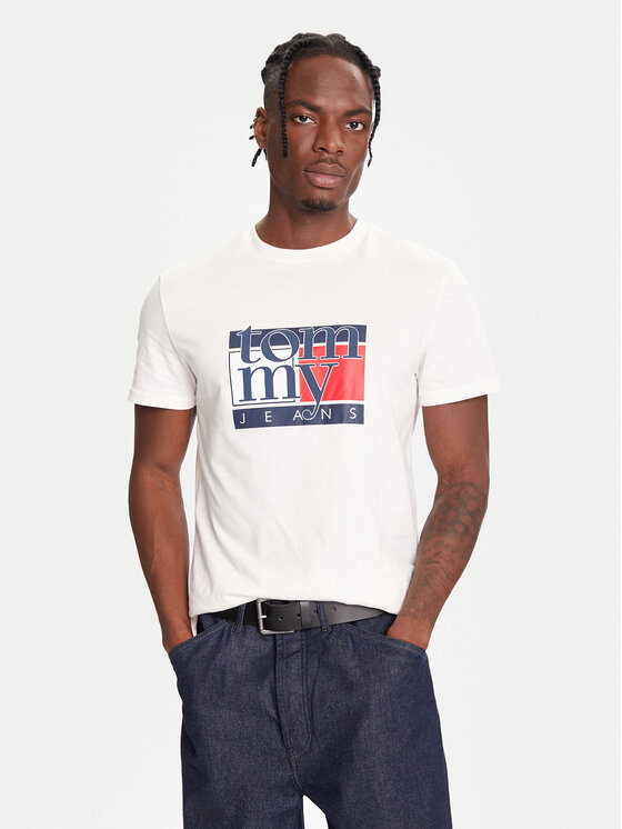 Tommy Jeans Tommy Jeans Majica DM0DM21977 Bela Regular Fit
