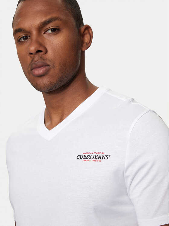 Guess Jeans Guess Jeans T-Shirt M4YI50 K8HM0 Biały Regular Fit