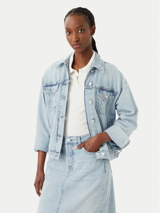 Tommy Jeans Geacă de blugi DW0DW23471 Albastru Relaxed Fit