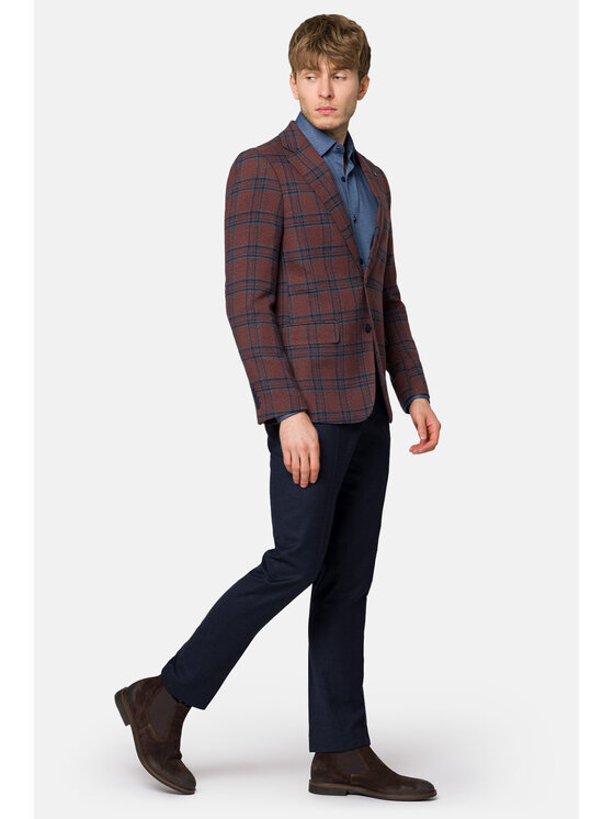 Lancerto Lancerto Marynarka Glenhope MA131223000016 Bordowy Slim Fit