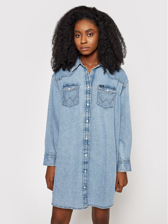 Wrangler Wrangler Φόρεμα τζιν Western W9P6LWX4E 112132456 Μπλε Regular Fit