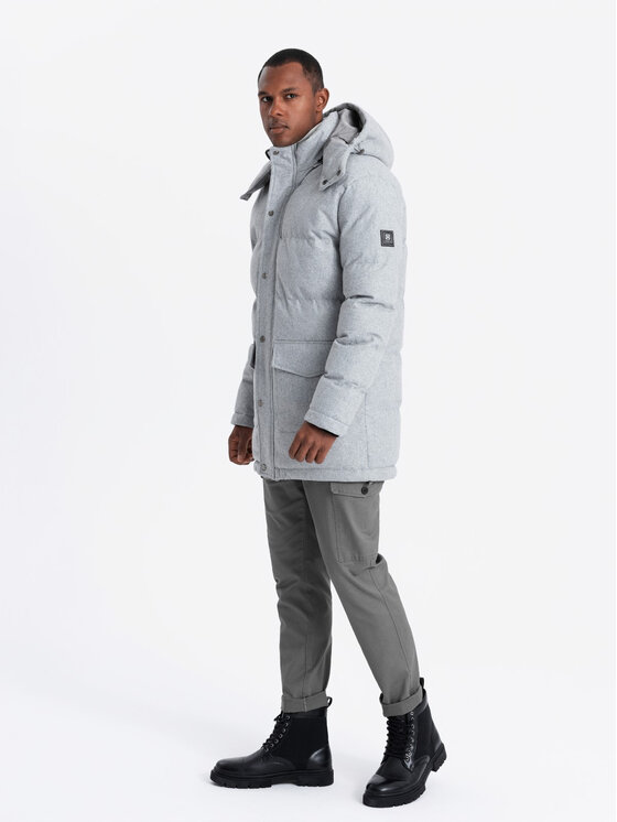 Ombre Ombre Parka OM-JALJ-0217 Šedá Regular Fit