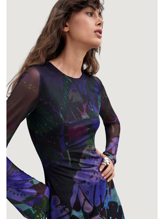 Desigual Desigual Vestito da giorno VEST_LEAFS_LACROIX Viola Egg Fit