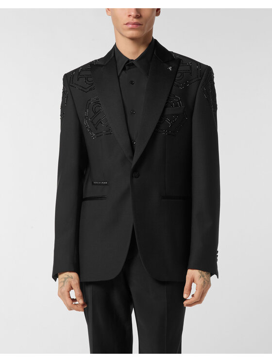 PHILIPP PLEIN PHILIPP PLEIN Marynarka 25515 Czarny Fitted Fit