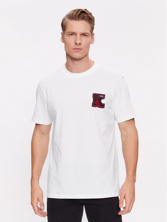 KARL LAGERFELD Męski T-Shirt, rozmiar XL, Biały, 240M2204
