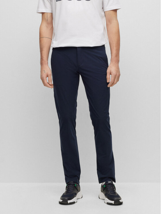 Boss Hlače iz tkanine 50487561 Mornarsko modra Slim Fit
