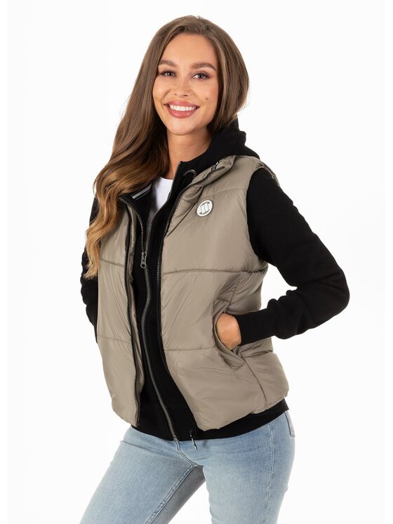 PITBULL PITBULL Kamizelka Bezrękawnik damski Orilla XL Beżowy Regular Fit