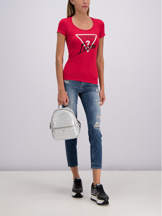 Guess Guess Tricou W93I89 J1300 Roșu Slim Fit