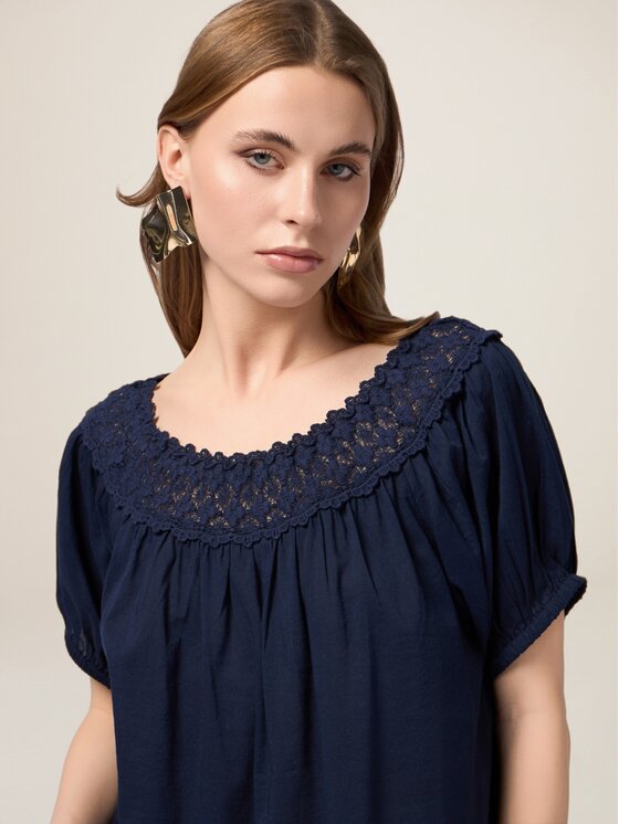 Oltre Oltre Blusa 2465J000696N034 Blu Baggy Fit