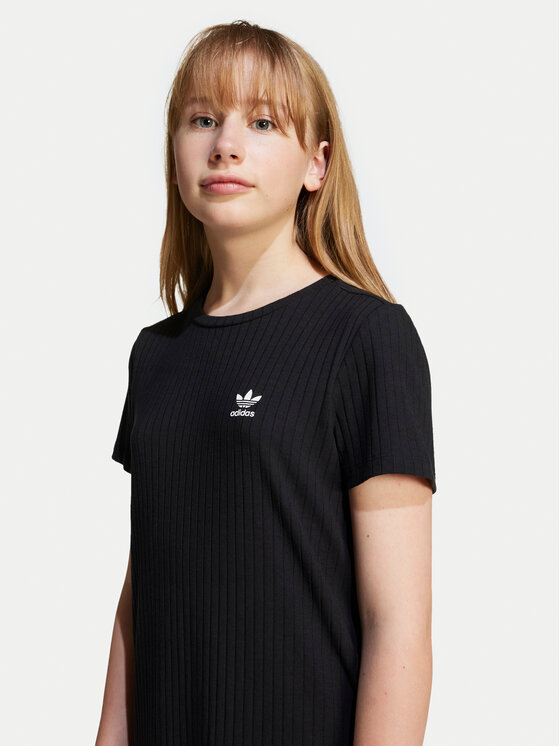 adidas adidas Sukienka codzienna Ribbed JC8429 Czarny Regular Fit