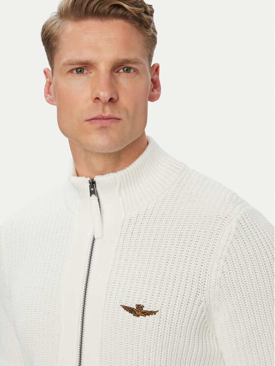 Aeronautica Militare Aeronautica Militare Strickjacke 262MA1664UL00409 Creme Regular Fit