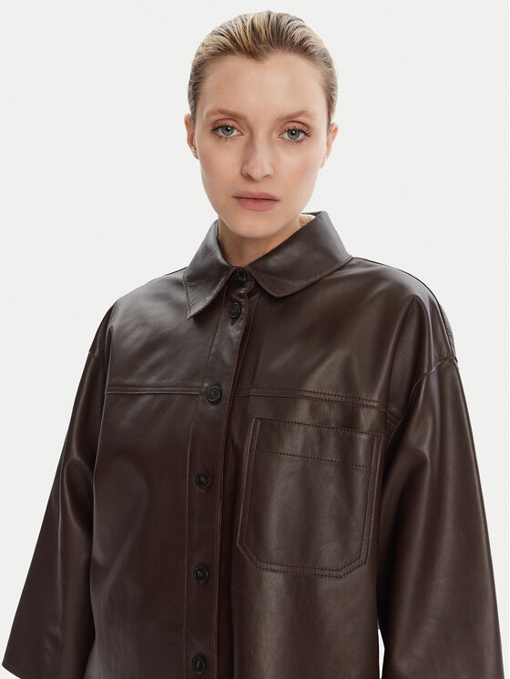 Weekend Max Mara Weekend Max Mara Giacca di pelle Stecca 2525446051 Marrone Relaxed Fit