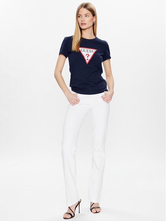 Guess Guess Blugi Sexy Boot W3GA59 D4DN1 Alb Skinny Fit