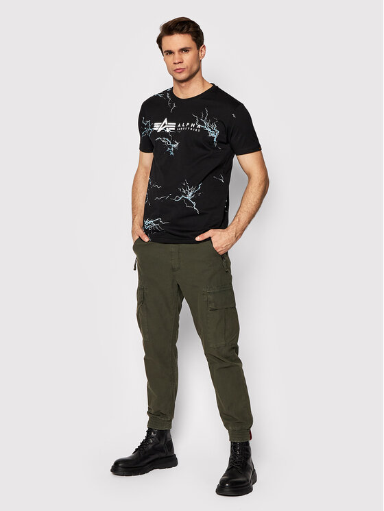 Alpha Industries Alpha Industries Majica Lightning Aop 106500 Črna Regular Fit