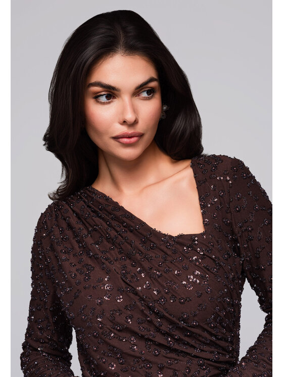 Ombre Ombre Sukienka wieczorowa LA-OM-DLR251 Brązowy Regular Fit