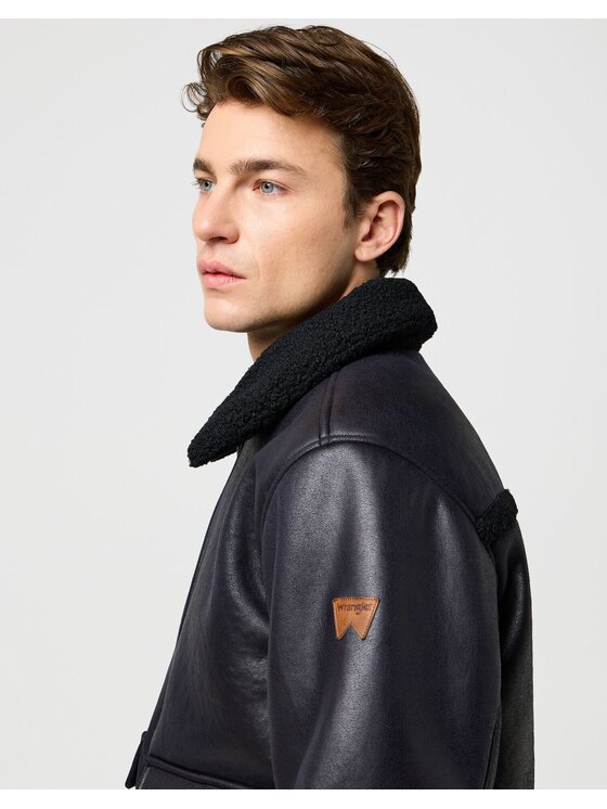 Wrangler Wrangler Pārejas jaka SHEARLING JACKET Melns Regular Fit