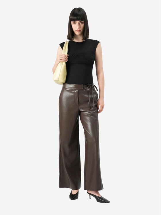 GUESS BY MARCIANO GUESS BY MARCIANO Pantaloni di pelle Gladys wide leg pant Marrone Large Fit