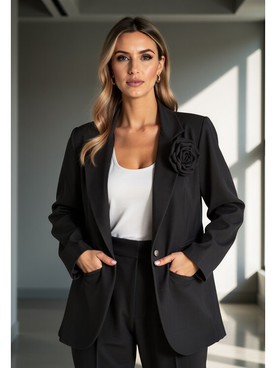 FIGL FIGL Marynarka M1153 Czarny Loose Fit