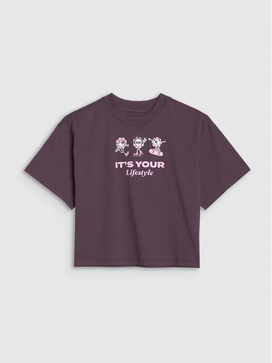 4F 4F Tričko 4FJRSS25TTSHF2587-50S Fialová Cropped Fit