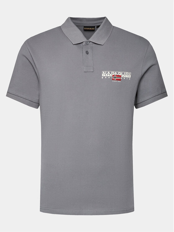 Napapijri Napapijri Тениска с яка и копчета E-Aylmer NP0A4HTN Сив Regular Fit