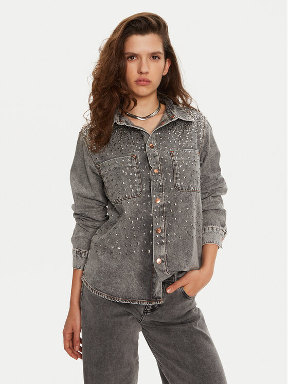 One Teaspoon One Teaspoon džinsiniai marškiniai 26691 Pilka Regular Fit