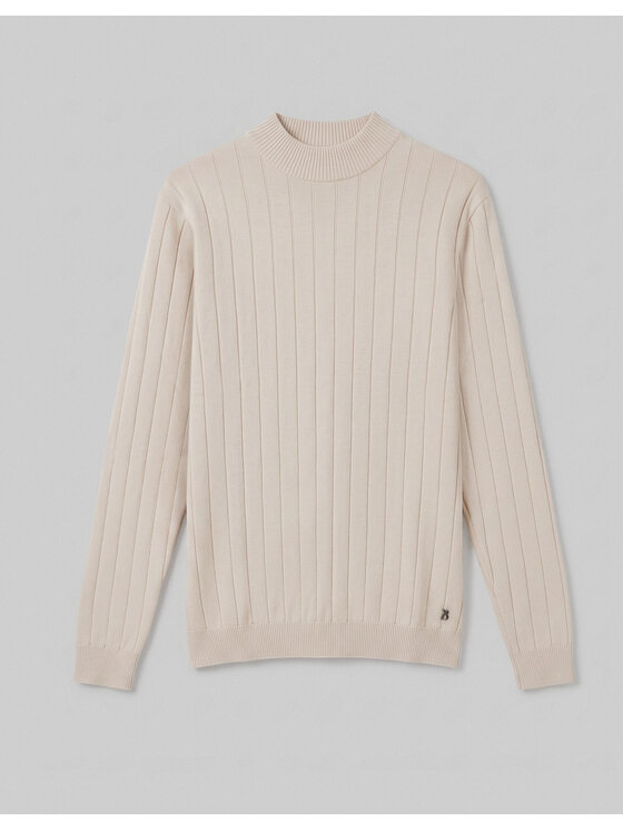 Borgio Borgio Sweter gratteri Beżowy Slim Fit