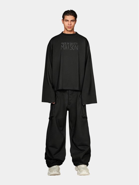 MADE BY SOCIETY MADE BY SOCIETY T-Shirt Shift Long Sleeve - T17798 Czarny Basic Fit