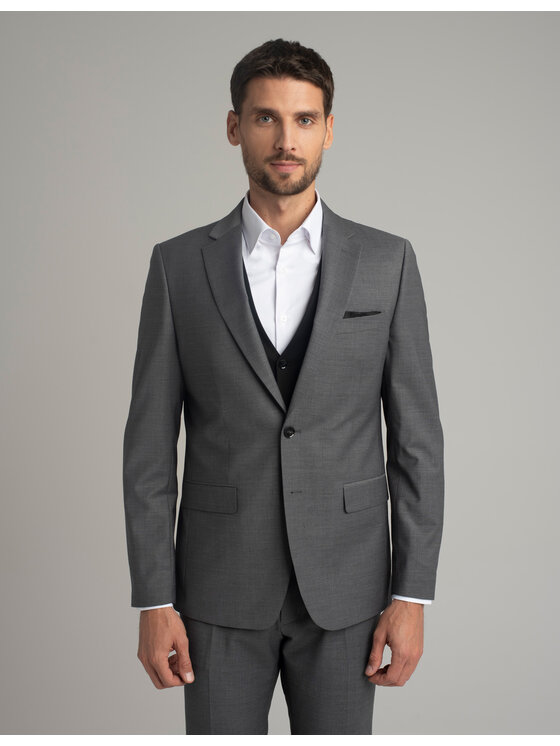 Borgio Borgio Marynarka chiari_sz Szary Slim Fit