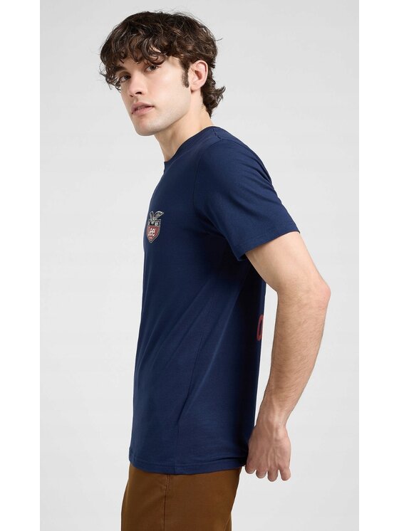 Lee Lee T-Shirt Graphic Tee Niebieski Regular Fit