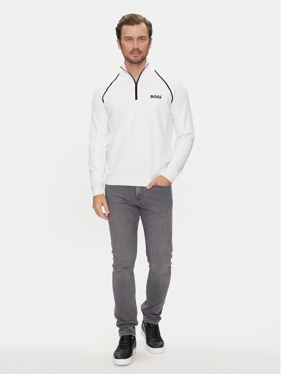 BOSS Boss Sweter Hydro-X 50519377 Biały Regular Fit