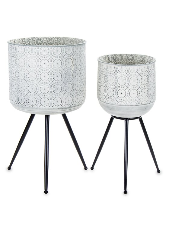MIAhome MIAhome Kwietnik metalowy 2 szt. Light Grey Szary