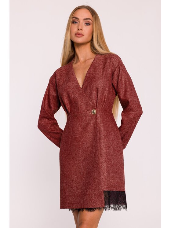 Made of Emotion Made of Emotion Sukienka wieczorowa M871 Bordowy Modern Slim Fit