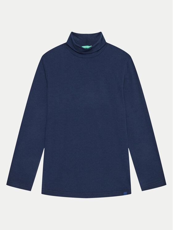 United Colors Of Benetton Bluză cu gât 3DKEC202O Bleumarin Regular Fit