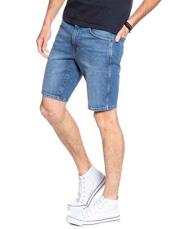 Wrangler Wrangler Szorty jeansowe 5 POCKET SHORT Niebieski Regular Fit