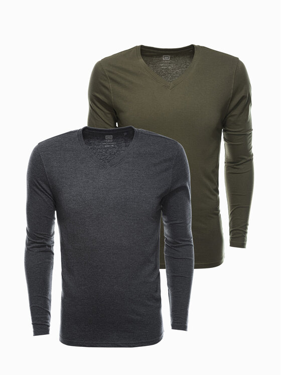 Ombre Ombre Sada 2 ks longsleeves Z41 Šedá Regular Fit