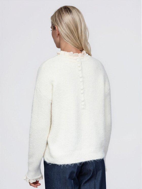 Ombre Ombre Sweter OW-SW-E0043 Beżowy jasny Regular Fit