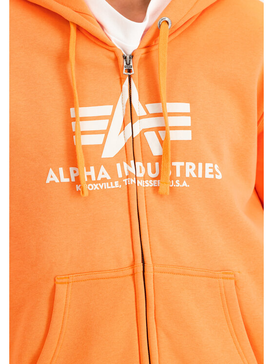 Alpha Industries Alpha Industries Bluza Basic Puff Print Zip Hoodie Pomarańczowy Regular Fit