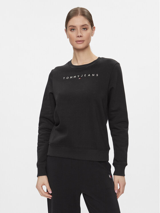 Tommy Jeans Mikina Linear DW0DW17323 Čierna Regular Fit