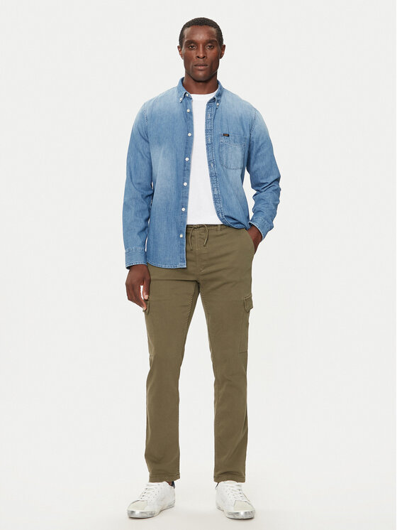 Pepe Jeans Pepe Jeans Spodnie materiałowe PM211725 Zielony Slim Fit