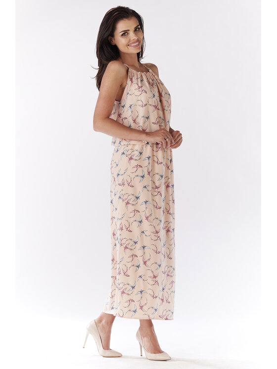 Awama Awama Sukienka letnia A184 Różowy Basic Fit