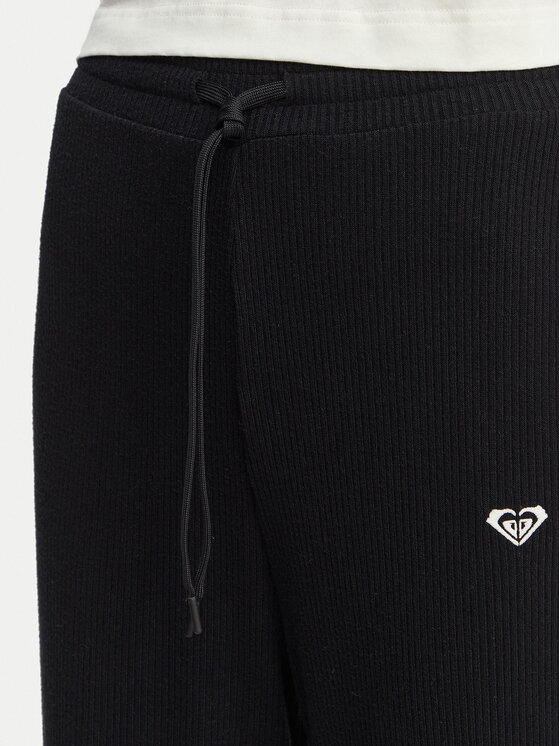 Roxy Roxy Spodnji del trenirke Rise & Vibe New Rib ERJNP03673 Črna Relaxed Fit