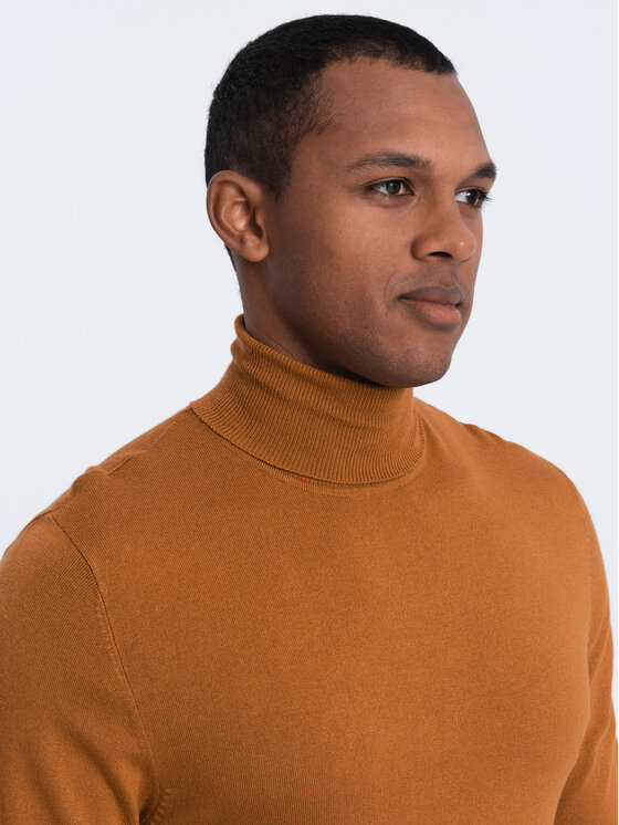 Ombre Ombre Sweter OM-SWTN-0101 Beżowy Regular Fit