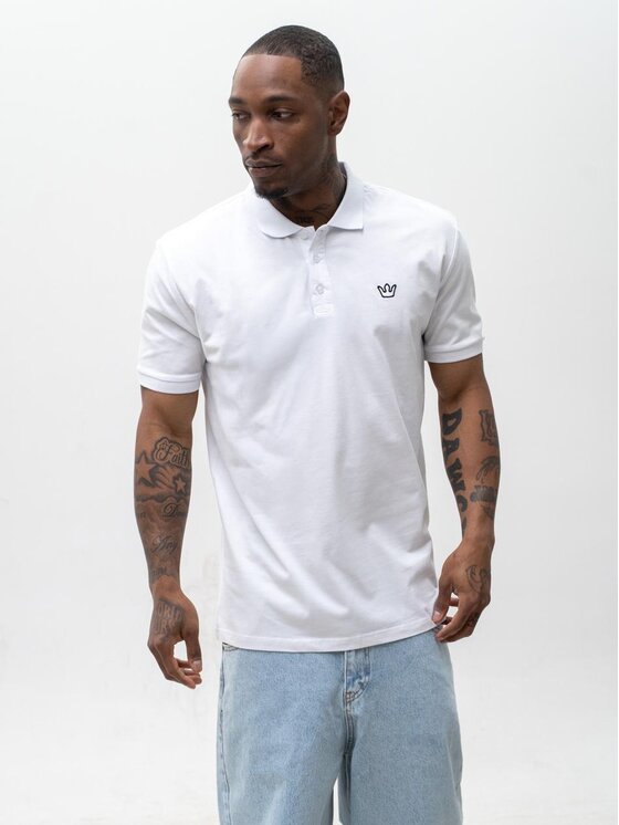 Jigga Wear Jigga Wear Polo Klasyczna z koroną 131168 Biały Regular Fit
