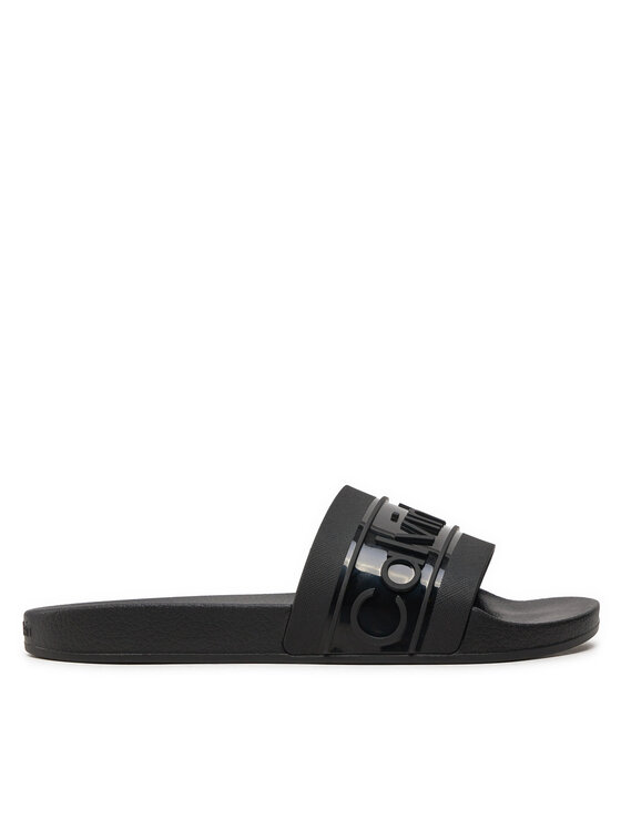 Şlapi Calvin Klein Slide Tpu Saffiano HW0HW02107 Negru