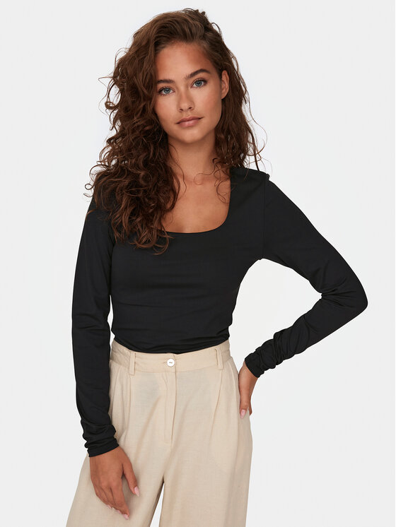 ONLY ONLY Блуза Lea 15302647 Черен Slim Fit