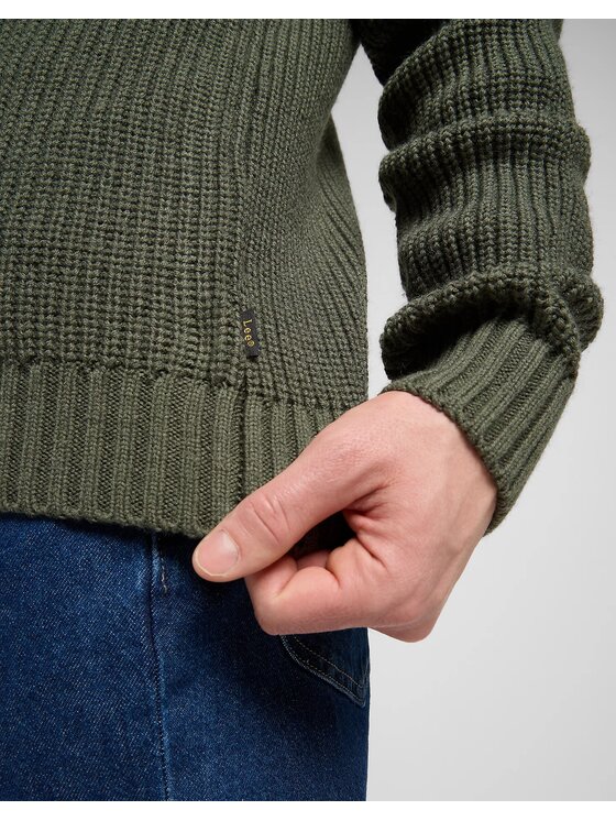 Lee Lee Maglione CLEAN HALF ZIP KNIT Verde Regular Fit