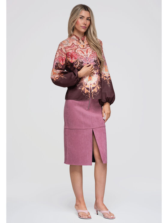 Ombre Ombre Koszula OW-SH-E0062 Brązowy Loose Fit