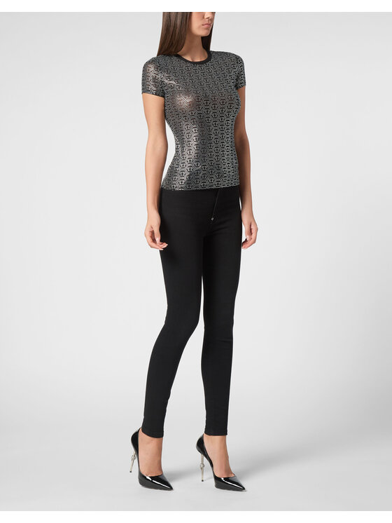 PHILIPP PLEIN PHILIPP PLEIN T-Shirt 14891 Černá Skin Tight Fit